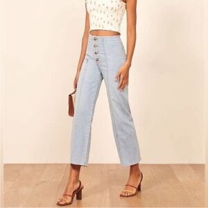 Reformation Amalfi Wash Button Fly Leon Stretch Flood Jeans Sz. 23